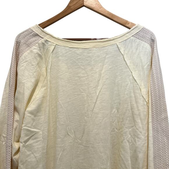 NEW UMGEE Pale Yellow Mini Dress Sz L Crochet Sleeve Boho Fall Oversize Boutique - Picture 6 of 10